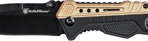S&W KNIFE BLACK/FDE SPRING AST - 3.5" BLACK BLADE RUB/ALUM