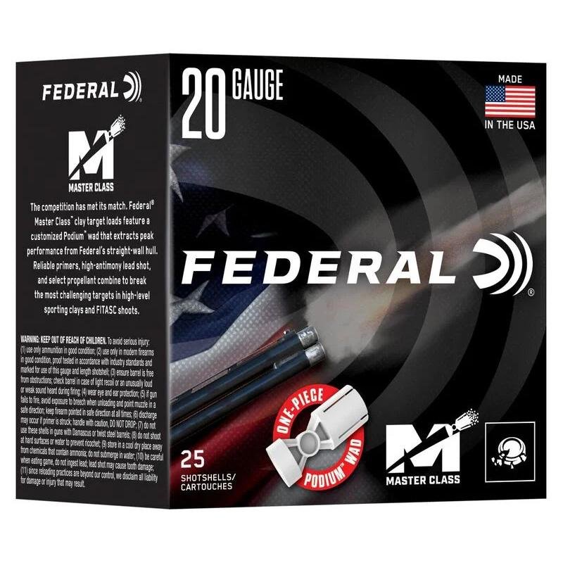Federal Master Class Shotshells 20ga 2-3/4" 7/8oz 1250fps #7.5 25/ct