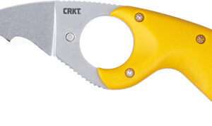 CRKT BEAR CLAW 2.39" YELLOW W/ - VEFF SERRATIONS BELT CLIP