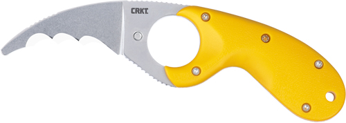 CRKT BEAR CLAW 2.39" YELLOW W/ - VEFF SERRATIONS BELT CLIP