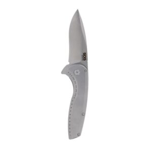 SOG Knives Aegis FLK 2.0 Folding Knife 3-1/4" Drop Point Blade Silver Blister